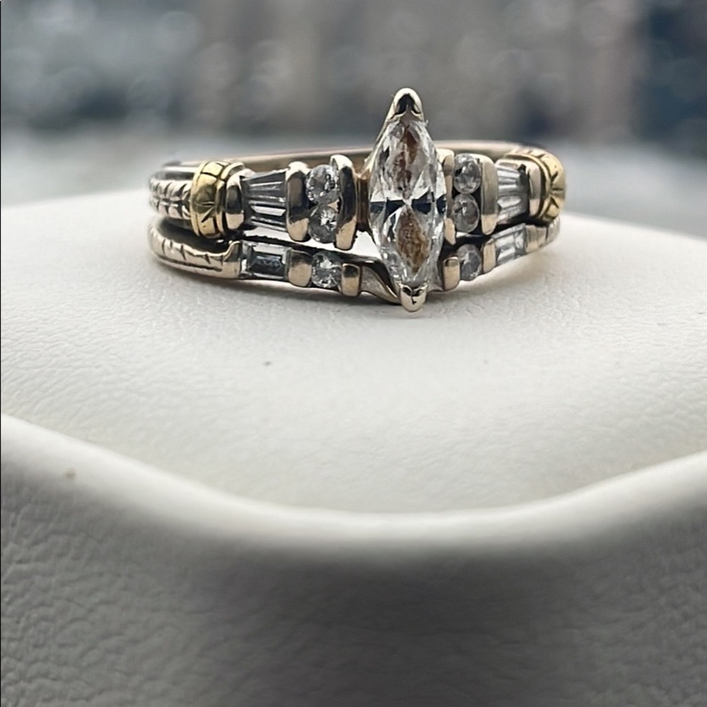 Vintage styled Bridal set 18k White Gold